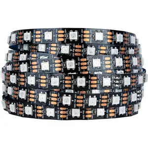 SEO WS2812B ECO LED Strip Light 16.4FT/5M 60LEDs/m 300Pixels Individually Addressable Programmable 5050SMD Digital RGB Alloy Wires Flexible Dream Color IP30 Non-Waterproof PCB Black DC5V