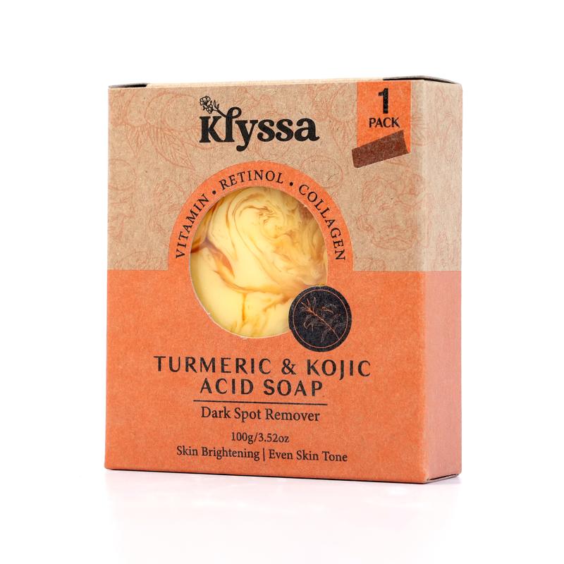 Klyssa 8 Pcs Turmeric & Kojic Acid Face & Body Cleansing Bar soap Cleanser