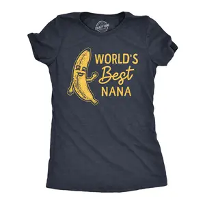 Womens Worlds Best Nana T Shirt Funny Sarcastic Grandma Banana Joke Novelty Tee for Ladies Funny Womens T Shirts Cute Vintage Fashion Casual Ladies T-Shirt Gift Funny Food Top Women's Novelty Tees Navy