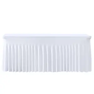 4-Piece Stretchy Spandex Rectangle Tablecloths (4/6/8ft) - Washable, Stain-Resistant, Wrinkle-Resistant Stretch Covers for Weddings, Home Decor