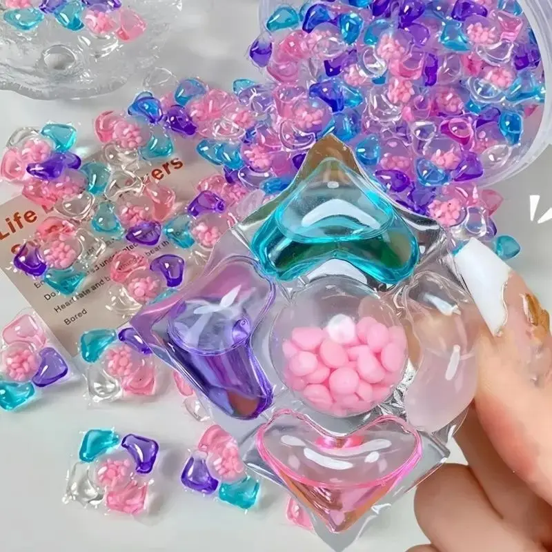 50 Laundry Balls, Detergent Ball, Fresh Fruit/camellia Scent, Concentrated Liquid, Deep Cleaning, Stain Removal, Low Foam, Easy Wash, Laundry Beads, Laundry Products