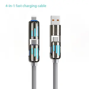 Magic John 4-In-1 Smart Device Charging Cable, Supports USB a Type-C Lightning, 240w Super Fast Charging Data Sync, Universal Charger