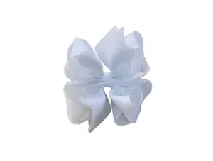 Lrc White Solid Color, 2in1 Stackable Ribbon Hair Bow