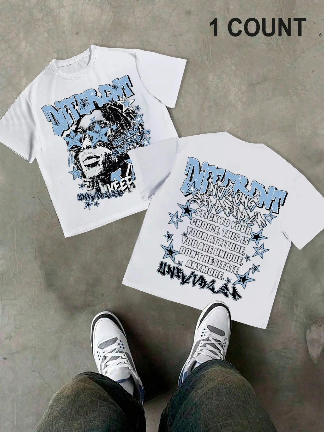 Men's Hip Hop Graphic Graffiti Print Casual Fitted Long Round Neck Short Sleeve T-Shirt, Star Graffiti Design, Summer Outdoor Sports Top, Streetwear, Casual Summer Clothing