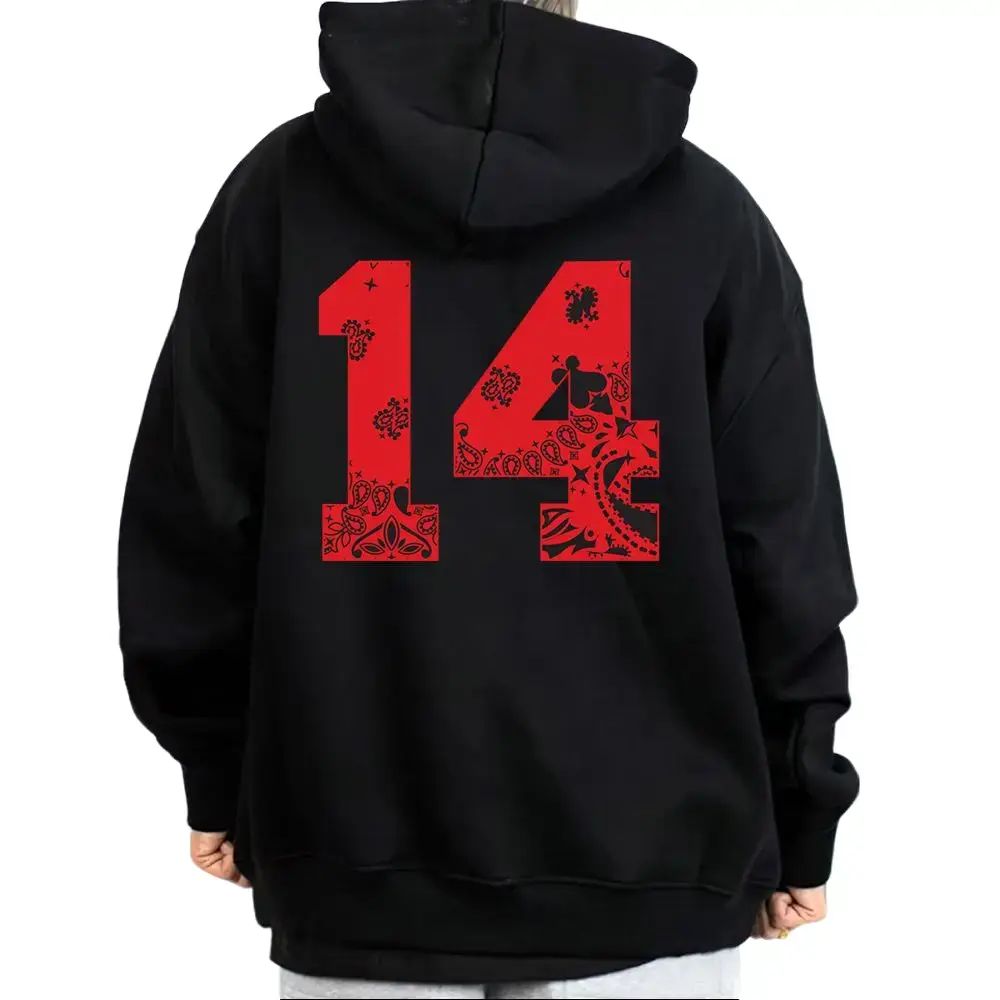 Men's Red Bandana 14 Chicano Cotton Hoodie, Medium-Heavy Long Sleeve Casual Sweatshirt, Comfortable Fabric Loose Fit Unisex Streetwear Top for Men & Women, S-5XL (San Diego-Inspired)