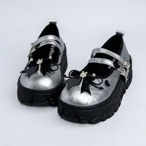 Bobo’s House Moonlight Silver Bunny Mary Janes Platform Sneakers Women's Summer Round Toe Slip On Buckle Kawaii Comfort