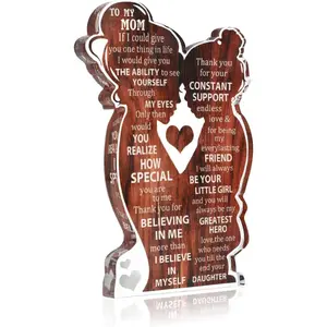 Mom Gifts from Daughter, To My Mom Acrylic Plaque Desk Sign, Heartfelt Mothers Day Gifts for Mom, Birthday Gift Ideas for Mother, Home Office Decor Ornament 5.5x4.5 Inch