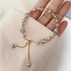 Elegant Pearl & Crystal Adjustable Bracelet - Timeless Luxury for Any Occasion Unisex Design with Gold-Toned Accents & Adjustable Fit