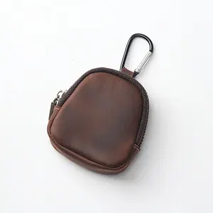 Men's Retro Synthetic Leather Zip Wallet with Keychain and Card Slots, Compact Daily Commute Wallet, Durable Minimalist Design