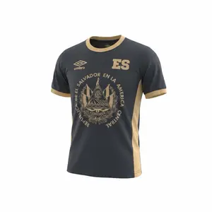 Medium Umbro Jersey - ES Design with Central America Central Republic Emblem, Dark Grey with Gold Accents, Short Sleeve