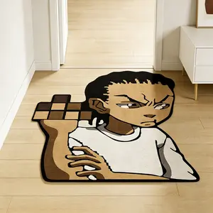 Creative Color Block Irregular Rug, Unique Arm-Hugging Boy Design Carpet, Indoor Entrance Mat, Gaming Room Decor, Trendy Home Decoration
