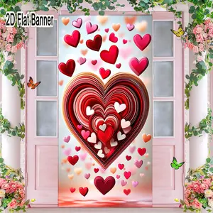 2D flat banner, 1pc3D Quilled Heart Backdrop, Layered Red White Paper Heart & Colorful Mini Hearts in Light Blue Gradient Background for Love Romantic Decor, Whimsical Valentine's Day Decorationsgalentines party decor, valentine day decor, decoration