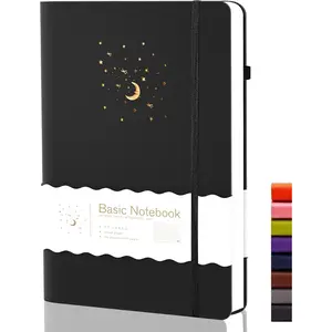 Lined Journal Notebook for Work, Hardcover Notebook Journals for Writing Women Men Note Taking Diary with Pen Loop (Black Ruled), Gifts, 5.7" x 8.3", 196 Pages