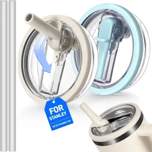 2-Pack Flip-Top Straw Lids for Stanley Quencher 40oz, Leak-Proof BPA-Free Replacement Lids