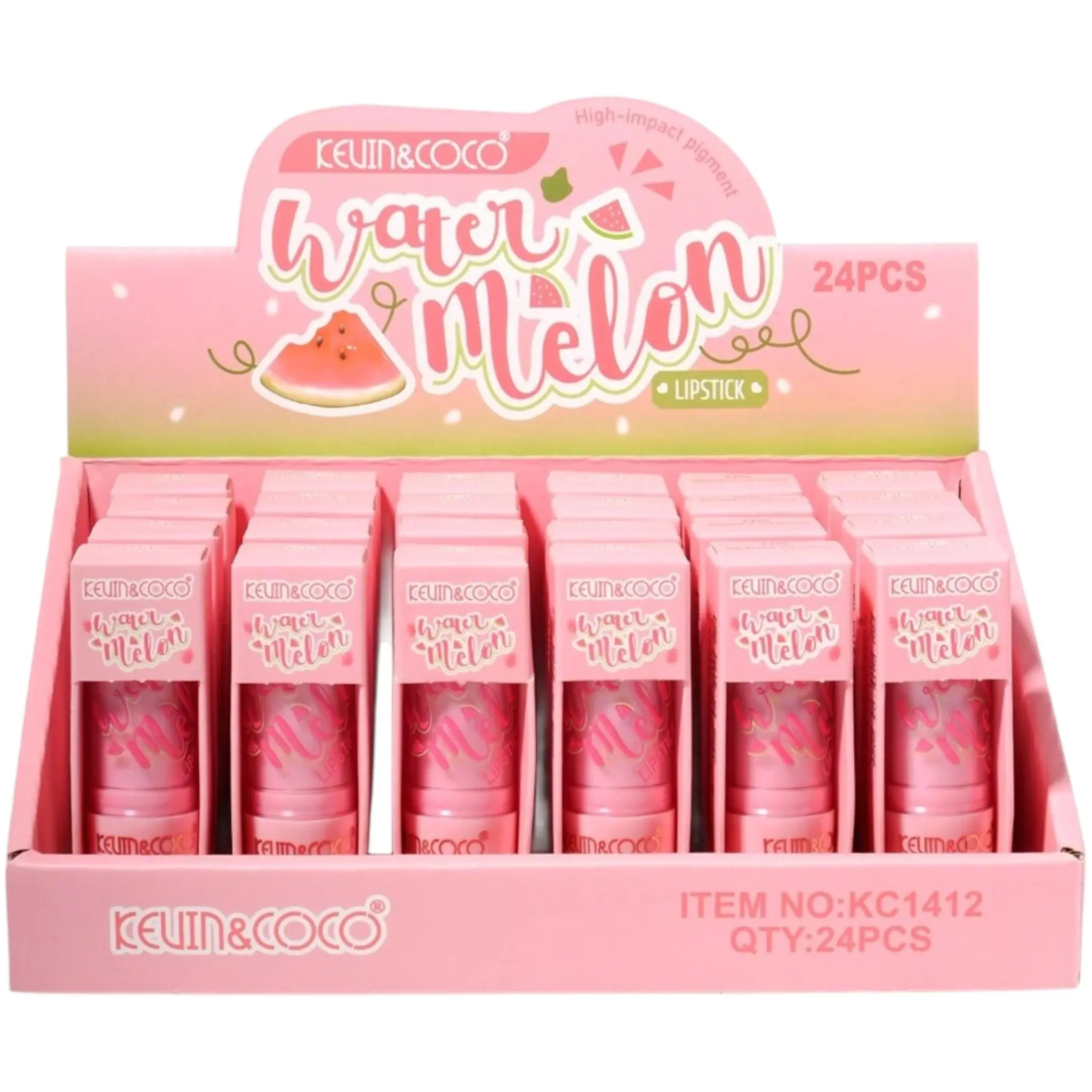 Lápiz Labial Sandía Kevin & Coco  - Venta al por Mayor Display 24 Unidades (KC1412)