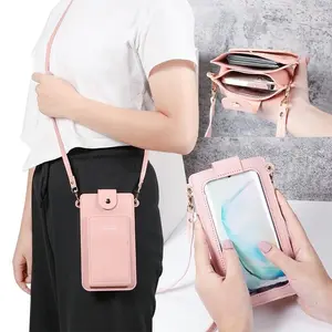 Solid Color Crossbody Phone Wallet | Touchscreen Window with Card Slots - Lightweight All-in-One Purse, Perfect for Commute & Everyday Carry
