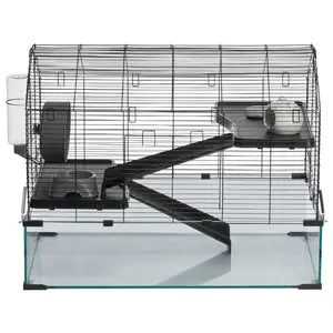Wire Hamster Cage Habitat - 29.5in Pet Rodent Enclosure for Gerbils, Small Animal House