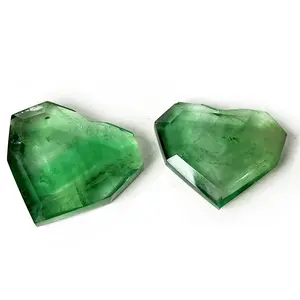 2 counts 5-6cm High Quality Crystal Crafts Healing Crystal Heart Pocket Stone Fluorite Heart