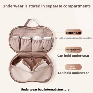 Travel Home Underwear Storage Bag, Lingerie Panty Sock Organizer, Portable Business Trip Travel, Travel Clothes Organizer, Classic Style, No Ca_prop_65_ca/re