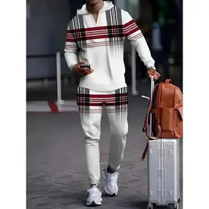 2-piece Men's Casual Suit 3D Digital Printing Hoodie Suit Long-sleeved Sweatshirt + Pants Suit Men's Sports Suit