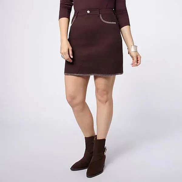 G by Giuliana Colored Twill Blanket Stitch Skirt