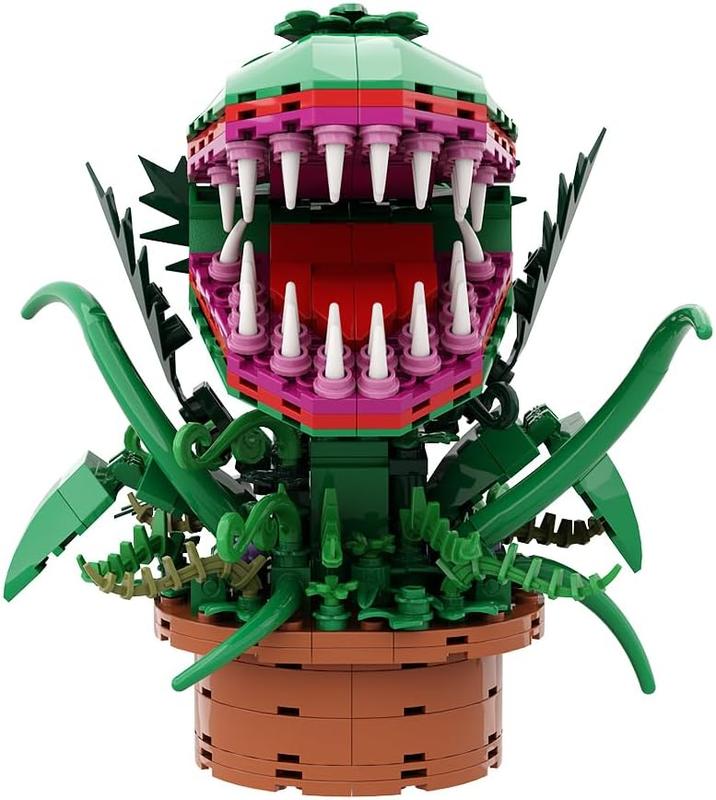 TENHORSES Audrey II Piranha Plant Building Blocks Kit 342 Pieces Compatible with Lego Sets Little Shop of Horrors Openable Mouth DIY Model for Kids Over 8 Years Old Halloween Gift