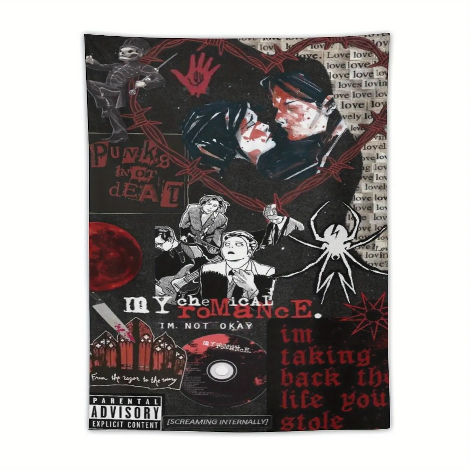 My Chemical Romantic Band Tapestry, 40*60INCH, Black and White Artwork, Suitable for Bedroom, Living Room, Dormitory Wall Decoration, Bedroom Wall Decoration