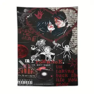 My Chemical Romantic Band Tapestry, 40*60INCH, Black and White Artwork, Suitable for Bedroom, Living Room, Dormitory Wall Decoration, Bedroom Wall Decoration
