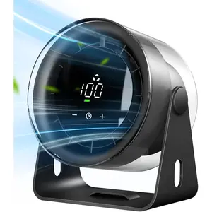 Small Turbo Desk Fan 6000mAh, Max 24 Hours Work Time, 16 ft  Airflow, Portable Desk Fan for Bedroom, Memory Function, 120? Tilt Small Oscillating Fan for Office Kitchen Table Fan