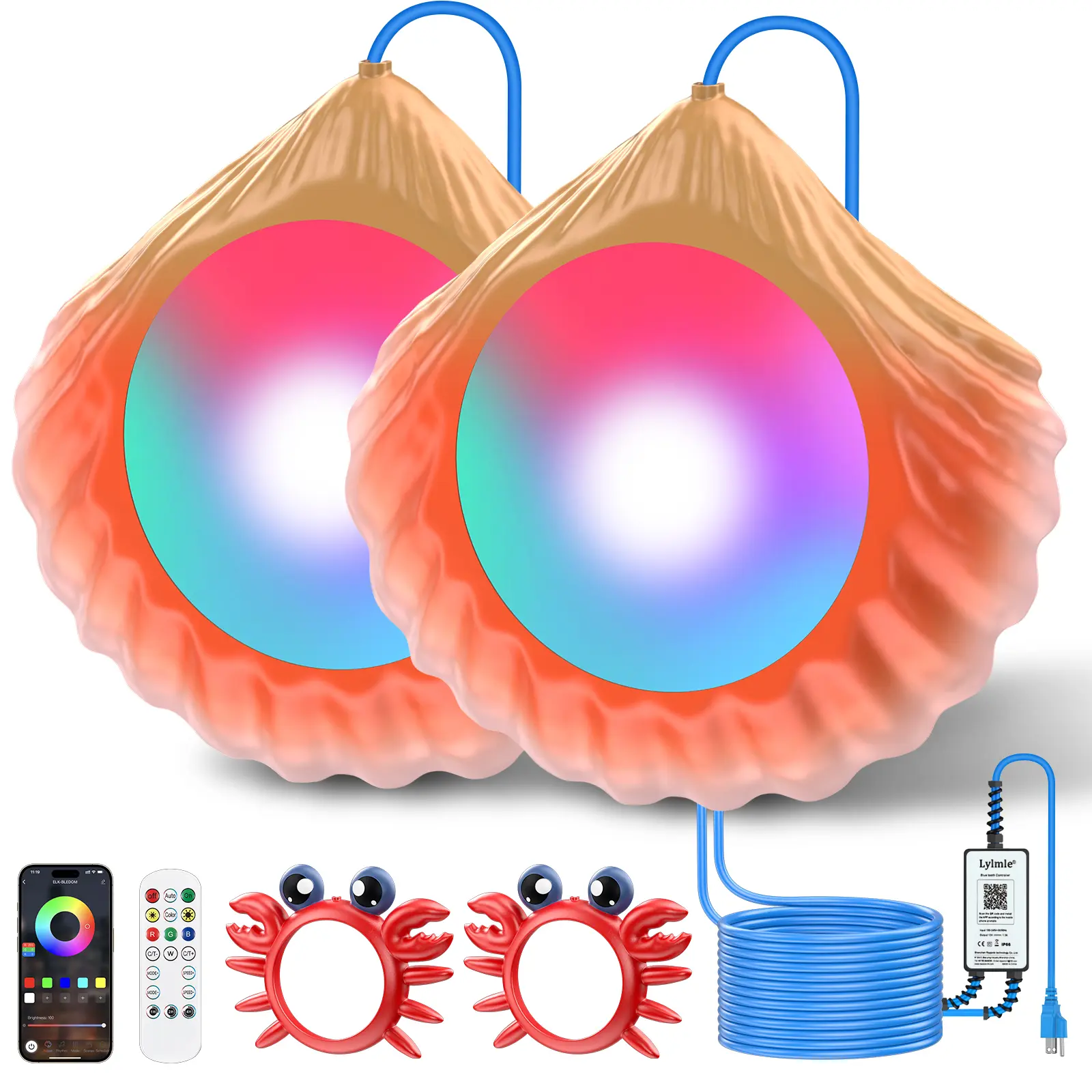 LyLmLe LED Pool Lights 40W 2in 1 RGBW Underwater Submersible Lights IP68 Waterproof 12V with App Control, Magnets & 33FT Cord