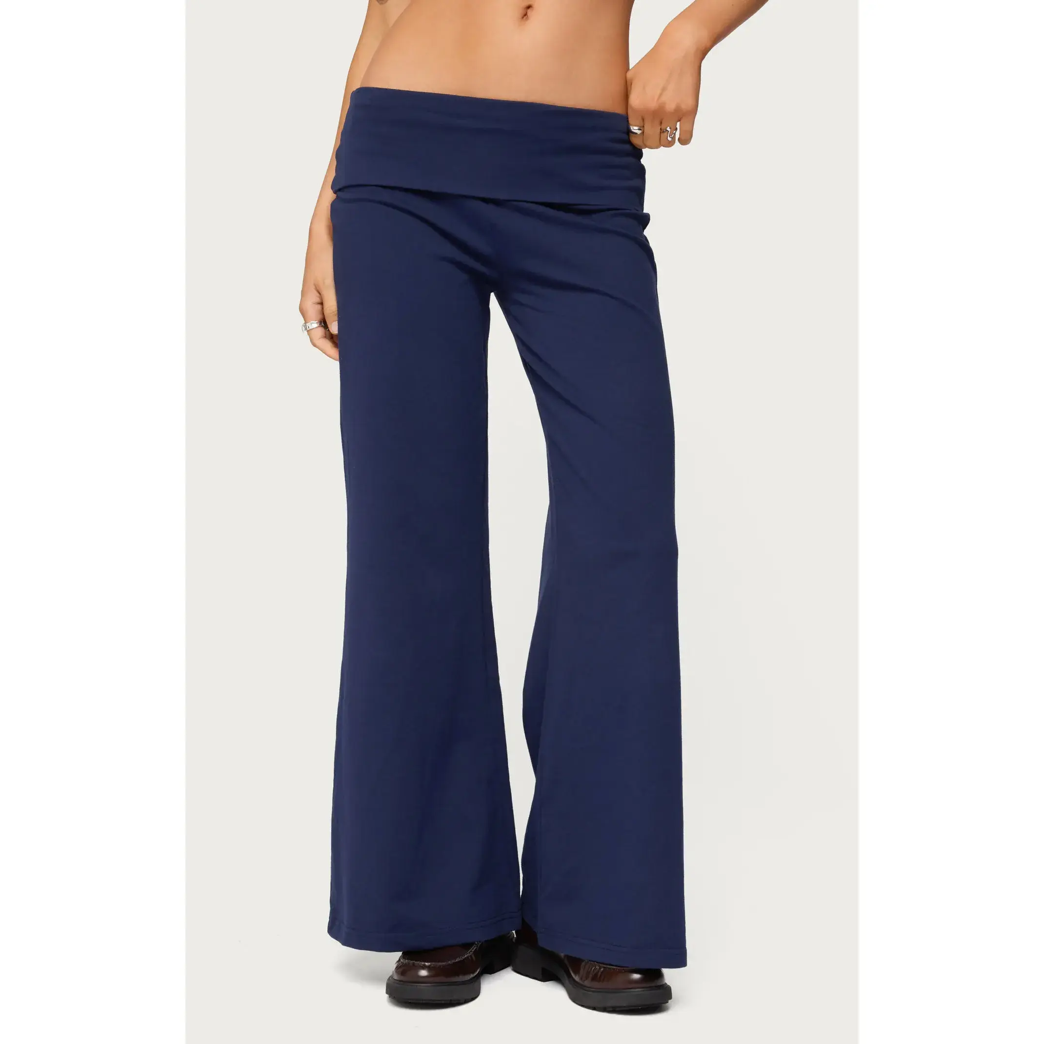 Edikted Women's Petite Wide Leg Fold Over Pants