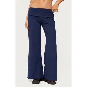 Edikted Women's Petite Wide Leg Fold Over Pants