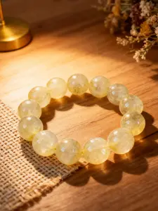 1pc citrine crystal Bracelet for Women 14mm Natural Crystal Stone Beaded Stretch Bracelet Handmade Jewelry Gifts For yoga meditation,Valentine's Day, Christmas gifts