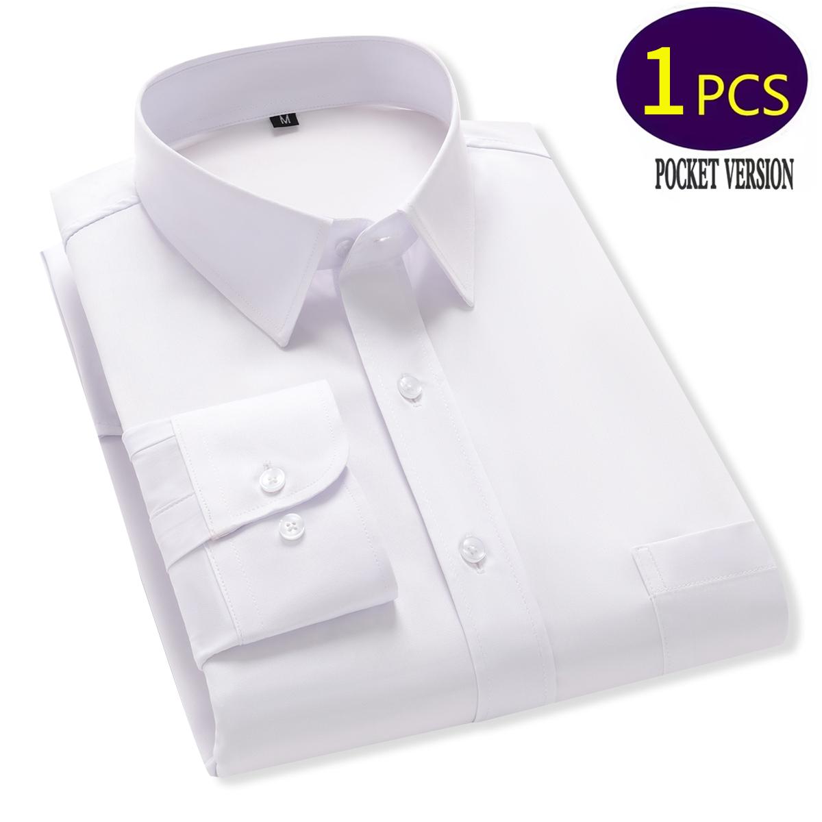 Men's Square Collar Shirt with Pocket, Stretch, Solid Color Shirt, Business Casual