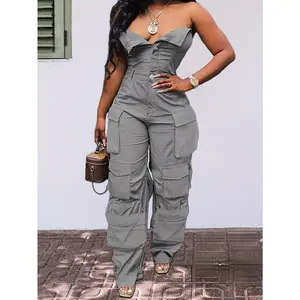 Ladies Tube Top One-piece Suit Jumpsuit