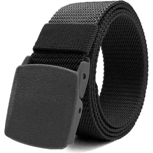 1/2 Pack Nylon Belts for Men Plastic Buckle Belt Adjustable No Holes Canvas Web Belt Outdoor