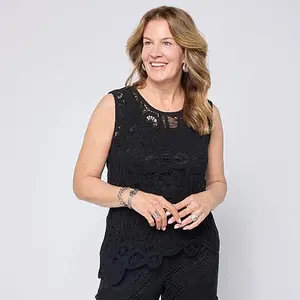 GREY by Jhoan Sebastian Grey Grey by Jhoan Sebastian Grey Sleeveless Asymmetric Crochet Top