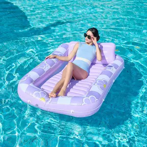 Large Inflatable Floating Lounger Chair, Cup Holder Design, 82"x63", Suitable for Adults, Includes Pillow, Pool Float Pad