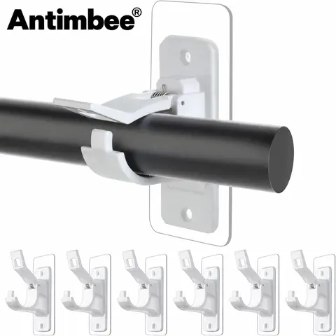 Antimbee Transparent Acrylic 6-Pack Heavy Duty Self-Adhesive Curtain Rod Holders Brackets - No Drill, Renter-Friendly, Damage-Free, Smooth Stainless Adhesion Hooks & Rails - Fits 0.5-1.18" Shower Rods, Towels for Apartments