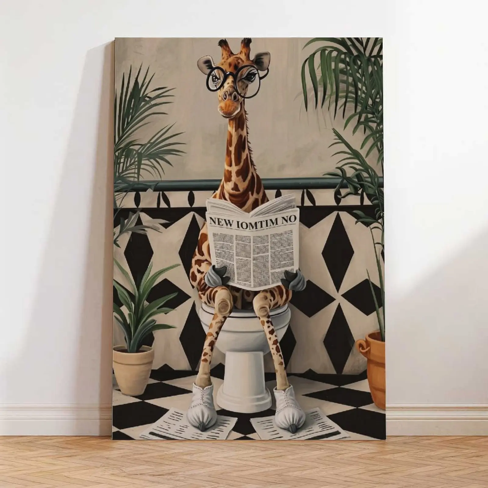 Giraffe Themed Animal Art Toilet Poster Wall Art, Original Decorative No-Season Home Supplies, Unique All-Seasons Home Decor for Bathroom - Adds Intellectual Vibe