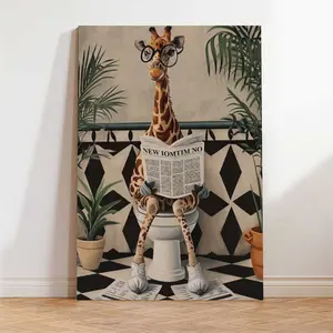 Giraffe Wall Art  Bathroom Decor Scholarly Giraffe Bathroom Decor  | Unique Wall Art for Home & Office