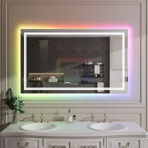 Garvee 60x36 RGB LED Mirror with IP54 Waterproof Rating, Anti-Fog and Shatter-Resistant Glass, Dimmable Lighting, and Stylish Backlit Design for a Practical and Modern Living Space Enhancement