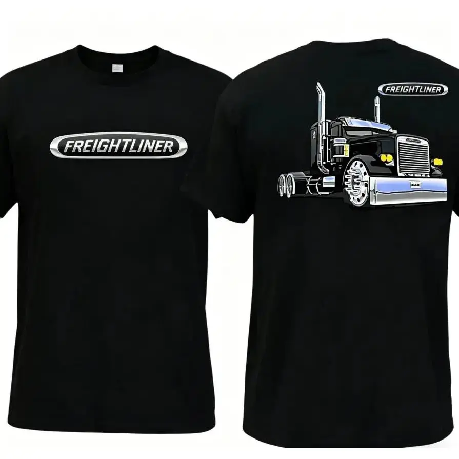 Unisex Short-Sleeve Freightliner Cargo King Cotton T-Shirt - Flat, Fitted, Casual, Comfortable, Sturdy, Breathable Relaxed Fit, Truck Logo Graphic, Ideal Gift for Trucking Fans, Summer Daily Wear