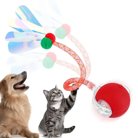 Interactive Cat Toys Ball for Indoor Cats, Cat&Dog Toy，Agile Moving Cat Ball with ElasticMesh Tail,Interactive Cat Toy Ball，Fun Gifts for Cats and Dogs