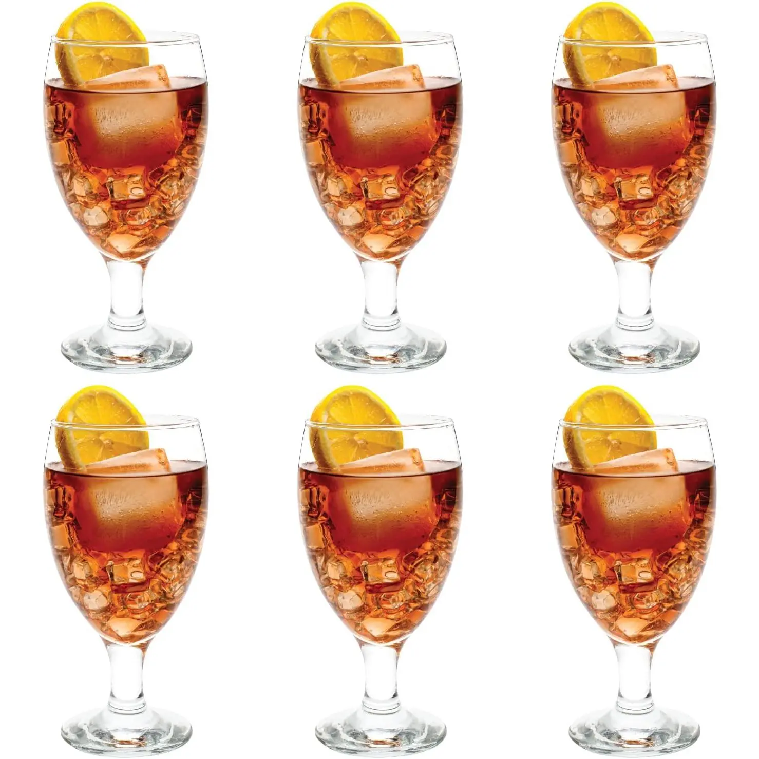 Classic Goblet Party Glasses, Iced Tea Glasses 20 Ounce, Set of 6 Goblets, Water Glasses, Dishwasher Safe Durable Glassware