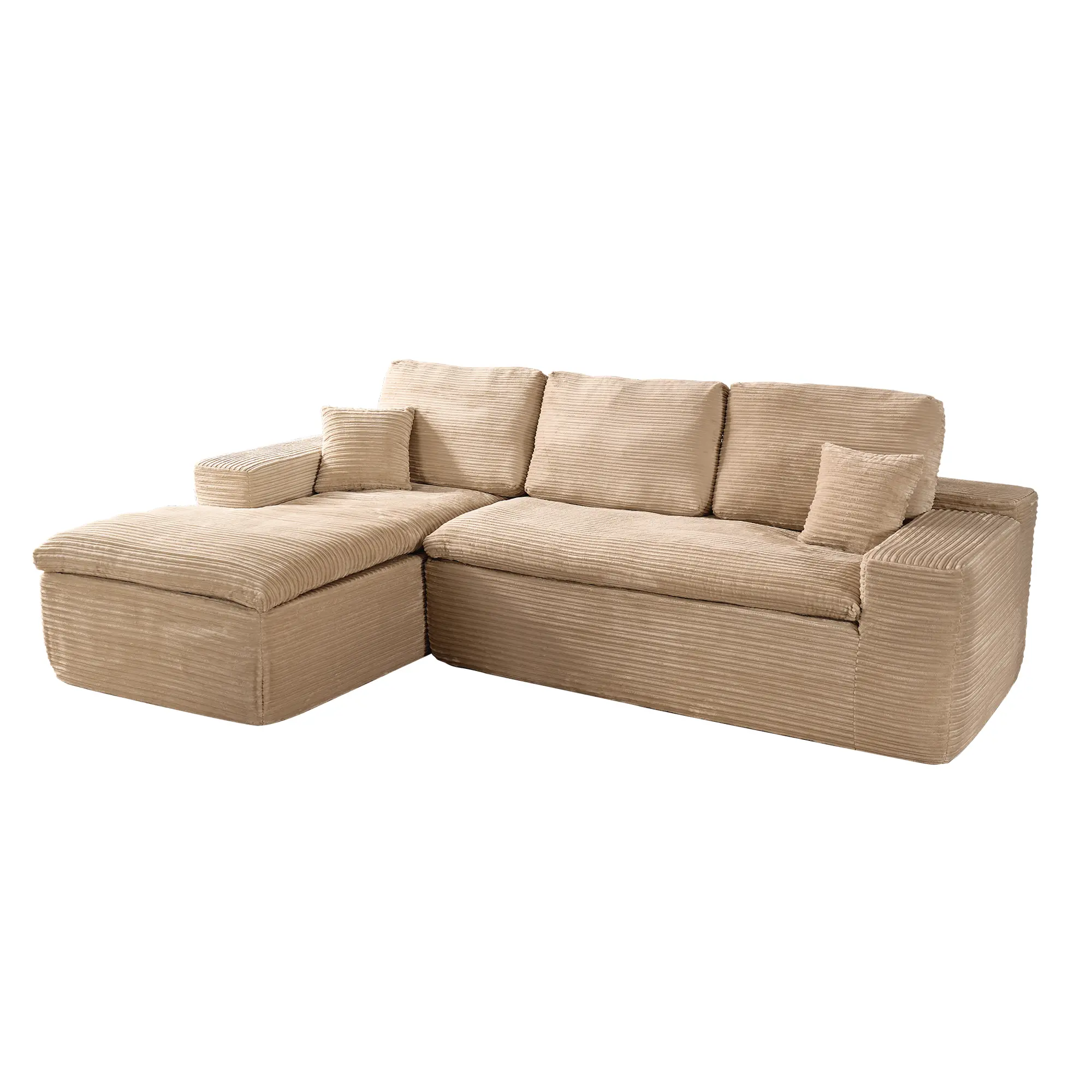 Beige Corduroy Left Chaise