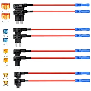 8 Pack 4 Types Fuse Tap, Upgraded 12V Car Add a Circuit Fuse Tap Kit - Standard Mini Micro2 and Low Profile Mini Fuses Taps, ATO ATC ATM APM Fuses Adapter Jumper for Cars Trucks Boats