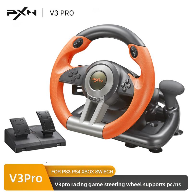 Ultimate Racing Experience!PXN-V3PRO Steering Wheel, Multi-System Support + One-Click Mode Switch, Dual Vibration + Stable Mount Set Complete