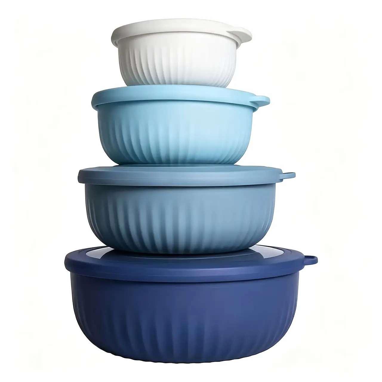 4 Salad Bowls, Covered Mixing Bowl, Leak Proof And Non Slip Baking Preparation Bowl, Multifunctional Cleaning, Stacking And Food Preparation Capacity, Fresh Food Storage Sealed, Kitchen And Household Food Containers