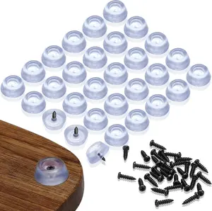 30 Pcs Rubber Feet 1'' Cutting Board 1'' Rubber Feet with Screws Clear round Non Slip for Cutting Board Furniture Chair Cabinet Electronics Singhoow
